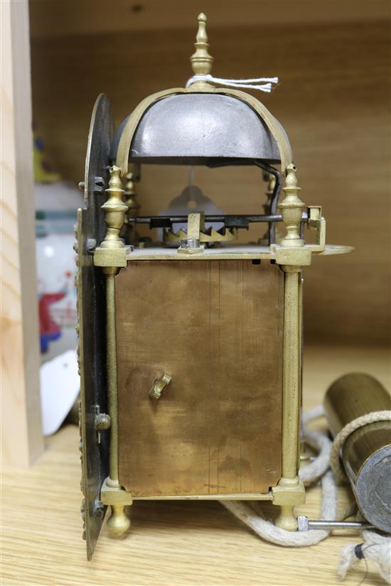 A 17th century style brass lantern clock signed Wm Peck of Bolnhurst 18cm